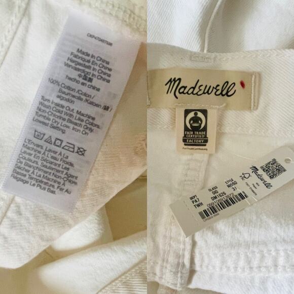 NWT Madewell Baggy Flare Split Hem Jeans Tile White Denim Size 31 - Picture 6 of 8